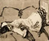 Striped Stockings, monoprint, 7.5 x 8.5 inches by Richard Segalman, pencil, offered Mar 2021