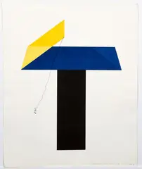 Jack Sonenberg, Dimensions No. 8, 1970, embossed yellow and blue, etching with black string, pencil