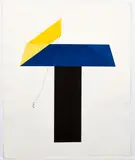 Jack Sonenberg, Dimensions No. 8, 1970, embossed yellow and blue, etching with black string, pencil
