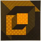 Victor Vasarely, Optical Cube, undated, screenprint in colors, pencil