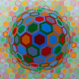 Victor Vasarely, Untitled Op Art, serigraph printed in colors, pencil