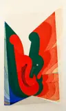 Kazumi Amano, Untitled Abstract, 1969, embossed color Woodblock Print, 31 x 18 inches, pencil