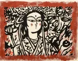 Benzaiten [Japanese Goddess], 1963, color by Kikei Sasajima, woodcut on handmade paper, offered Feb 2021