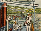 (Japanese 1888-1960), Pleasure Boat, 1931, color by Senpan Maekawa, woodcut, offered Feb 2021