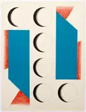 Kumi Sugai, BLUE, RED & MOONS, 1969, lithograph printed in colors