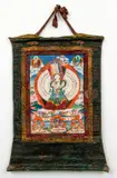 Untitled by Thangka of Vajra Ushnisha Sitatapatra, gouache on paper, in original silk surround, 20th century, thangka, offered Feb 2021