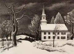 Ernest Fiene, New Snow, 1946, lithograph