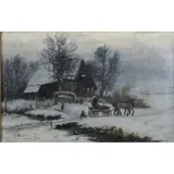 Thaddeus Welch, Winter Ride, Munich, 1878, oil on canvas, [approximate dimensions - canvas: 19 3/4" H x 31 1/2" W]