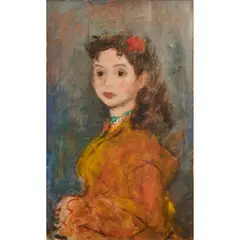 Robert Philipp, Girl with Red Flower, oil on canvas, [approximate dimensions -