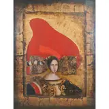 Mersad Berber, Portrait of Woman, collage and mixed media with gold leaf, [approximate dimensions -
