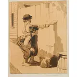 Norman Rockwell, Whitewashing the Fence, lithograph, [approximate dimensions -