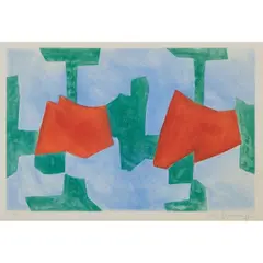 Serge Poliakoff, Composition in Green, Blue and Red, aquatint and etching on paper, [approximate dimensions -
