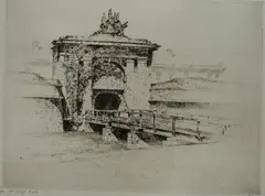 Anton Schütz, - ''Fort Jay From Governors Island''-, etching, 1926
