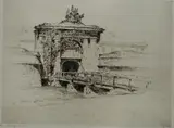 Anton Schütz, - ''Fort Jay From Governors Island''-, etching, 1926