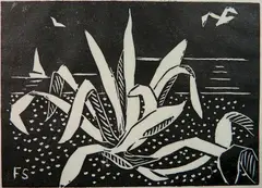 Flora Schofield, - ''Tropical Plants''-, woodcut