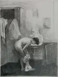 Raphael Soyer, - ''Nude in Interior'' (Cole 76)-, lithograph, 1954