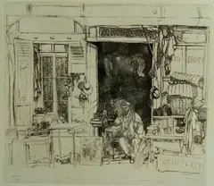 John W. Winkler, - ''Le Petit Brocanteur''-, etching, 1923