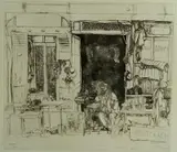 John W. Winkler, - ''Le Petit Brocanteur''-, etching, 1923