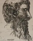 Leonard Baskin, - IEH.DV Man's Profile-, etching