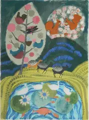 Françoise Deberdt, - Day of Creation-, lithograph in colors
