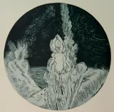 Karl Schrag, - ''Night of the Poet''-, etching, aquatint and engraving in colors, 1973