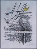 Ronald Searle, - ''Goodbye Harold Lloyd''-, lithograph in colors, 1970