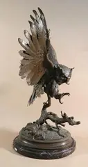 - Great Horned Owl- by Jules Moigniez, bronze sculpture, offered Oct 2015