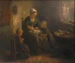 Cornelius Bouter, - Cottage Interior-, oil on canvas