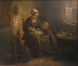 Cornelius Bouter, - Cottage Interior-, oil on canvas