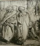 Frank Brangwyn, - Three Figures-, etching