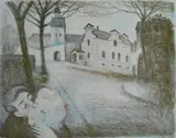 Conrad Felixmüller, - ''Liebespaar (Am Abend), Hallels'' (Sohn 533)-