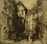 Hedley Fitton, - ''Rue De Romaine, Rouen''-, etching