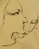 Karl Hofer, - ''Zwei Madchenkopfs'' (Rathenau 55)-, drypoint, ca. 1927