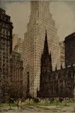 Tanna Kasimir-Hoernes, - ''New York, Trinity Church''-, etching in colors