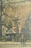 Robert Kasimir, - ''New York, Little Church Around The Corner''-, etching in colors