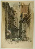 Robert Kasimir, - ''New York Broad Street''-, etching in colors