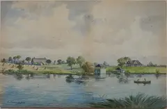 L. Clarence Ball, - ''Up A Lazy River''-, watercolor on board