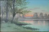 Carl Schmidt, - Landscape at Sunset-, oil on panel