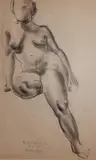 Clyde Singer, - Seated Nude-, charcoal on paper, 1934