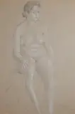 Clyde Singer, - Seated Nude-, charcoal on paper, 1934