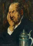 John Grabach, - ''Thoughtful''-, oil on canvas laid on panel