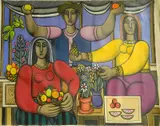 John Ulbricht, - Three Mexican Figures-, oil on canvas