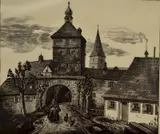 Grace Albee, - ''Wolframs - Eschenbach - (Bavaria)''- wood, engraving, 1931