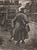 Albert Abramovitz, - ''Dangerous Crossing''- wood, engraving