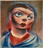Emilio Amero, - Woman in Blue and Red-, lithograph in colors