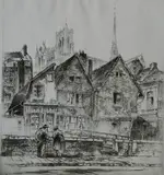 John Taylor Arms, - ''Amiens'' (Fletcher 181)-, etching, 1926