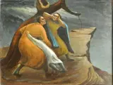 Santos Zingale, - Two Ladies and Child-, oil on masonite