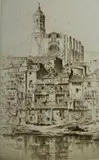 John Taylor Arms, - ''Gerona'' (Fletcher 164)-, etching, 1925