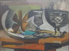 William H. Calfee, - Still-Life Goblet and Flower-, oil on canvas, 1958