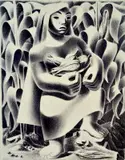 Emilio Amero, - Woman Harvesting Corn-, lithograph, 1946